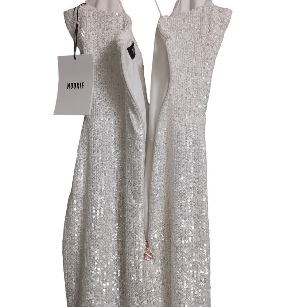 Nookie Supreme Mini White Sequins Bodycon Crisscross Straps Cutout S New - Picture 7 of 13